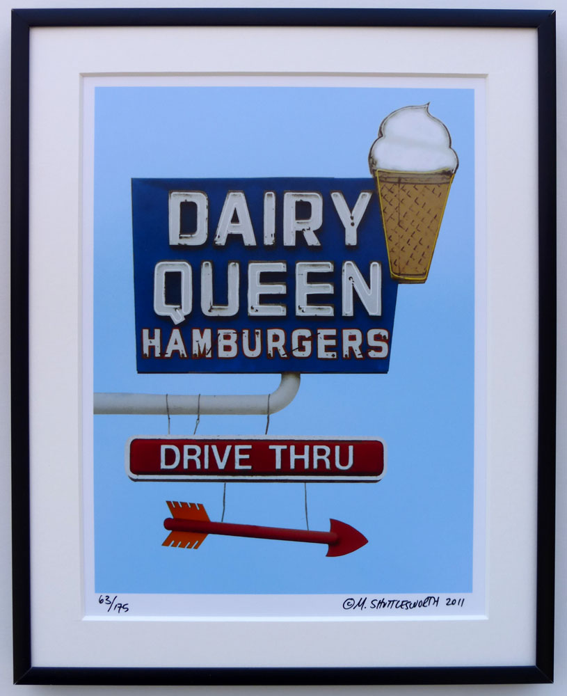 8x10 Dairy Queen Vintage Neon Framed