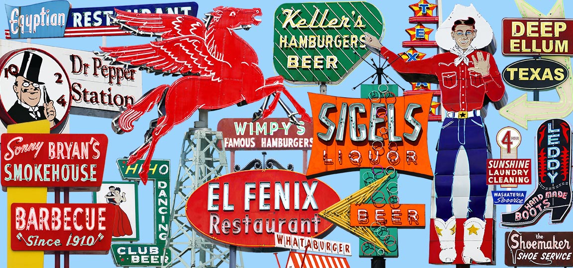 Fine art photography of vintage neon signs in Dallas Fort Worth TX.